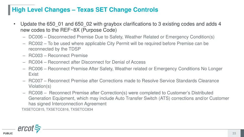 high level changes texas set change controls 1