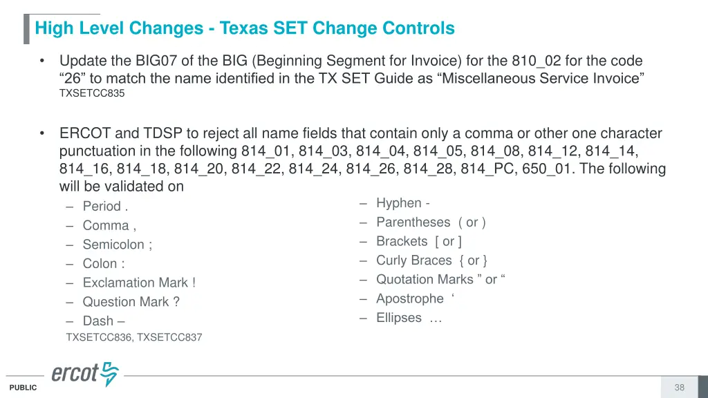 high level changes texas set change controls 6