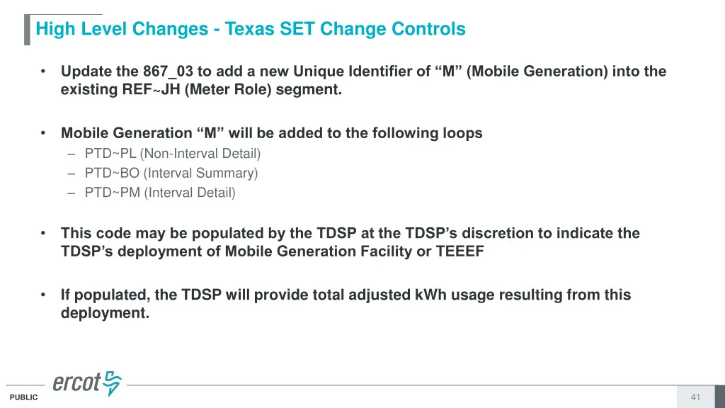 high level changes texas set change controls 9
