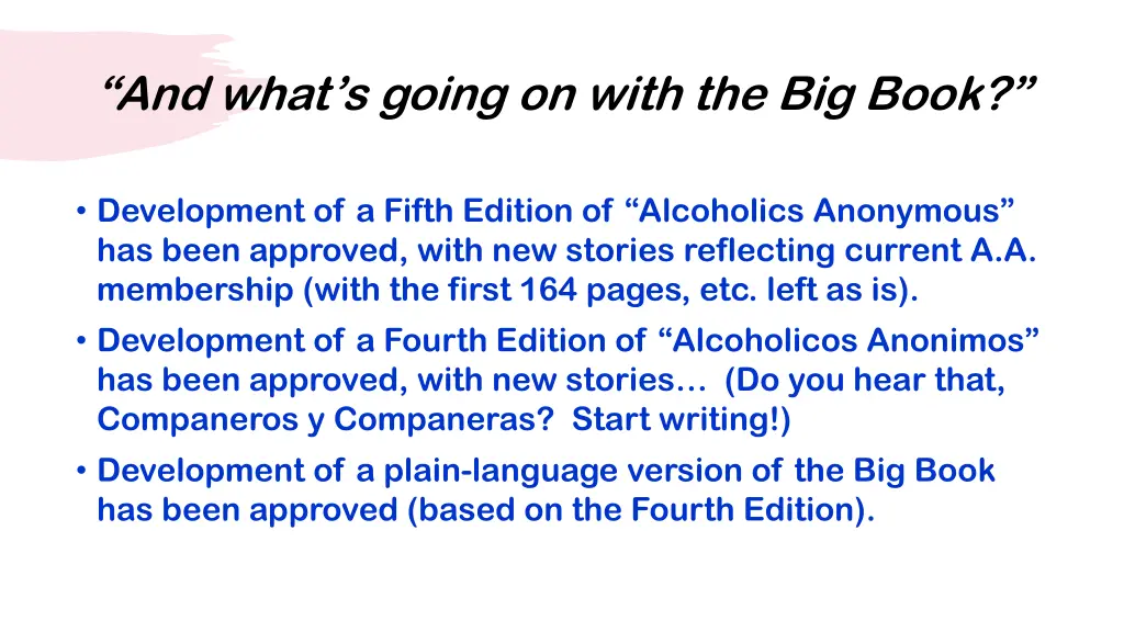 and what s going on with the big book