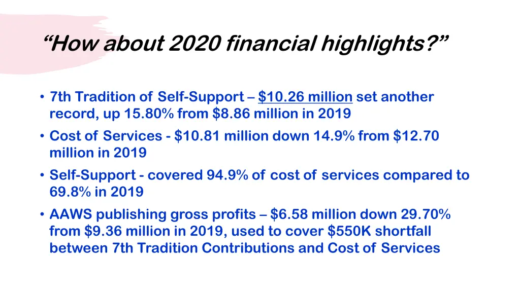 how about 2020 financial highlights