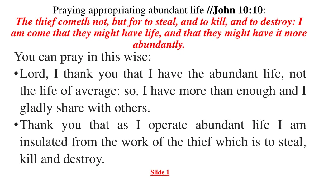 praying appropriating abundant life john