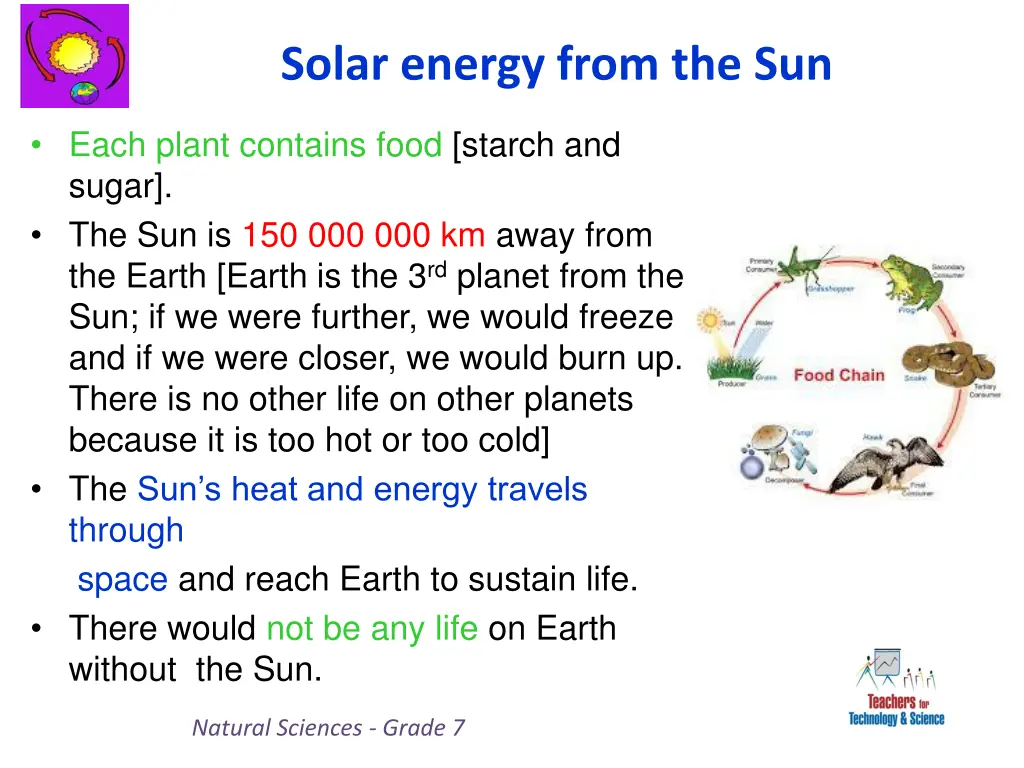 solar energy from the sun