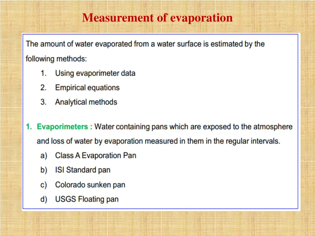 measurement of evaporation