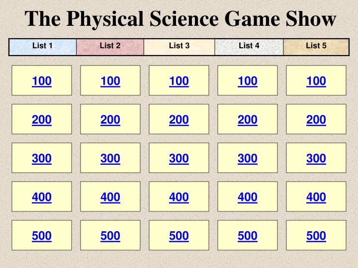 the physical science game show