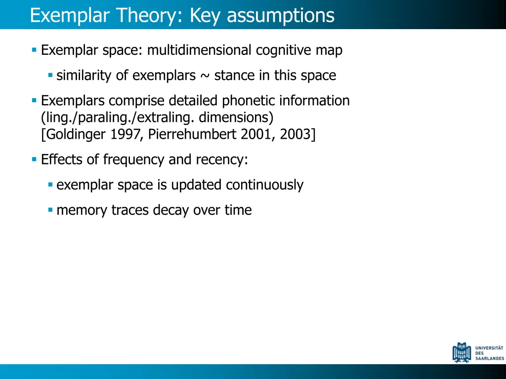 exemplar theory key assumptions 3