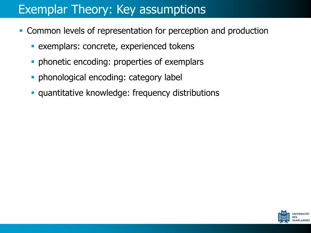 exemplar theory key assumptions 4