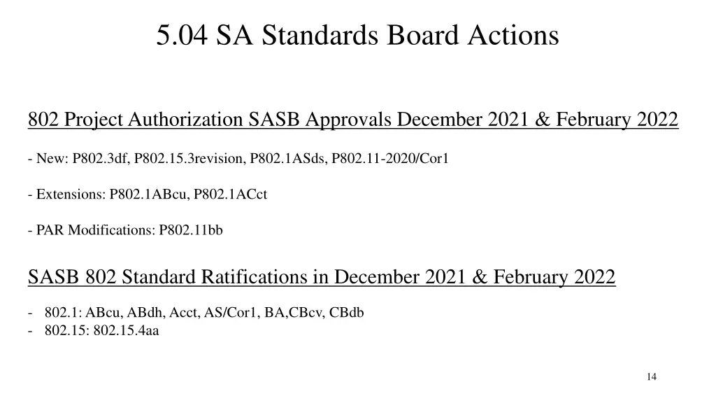 5 04 sa standards board actions