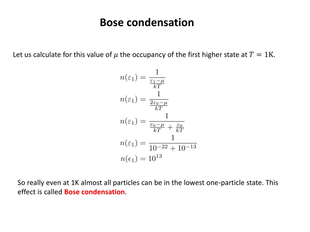 bose condensation 1