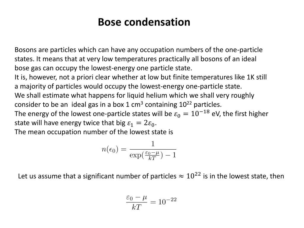 bose condensation