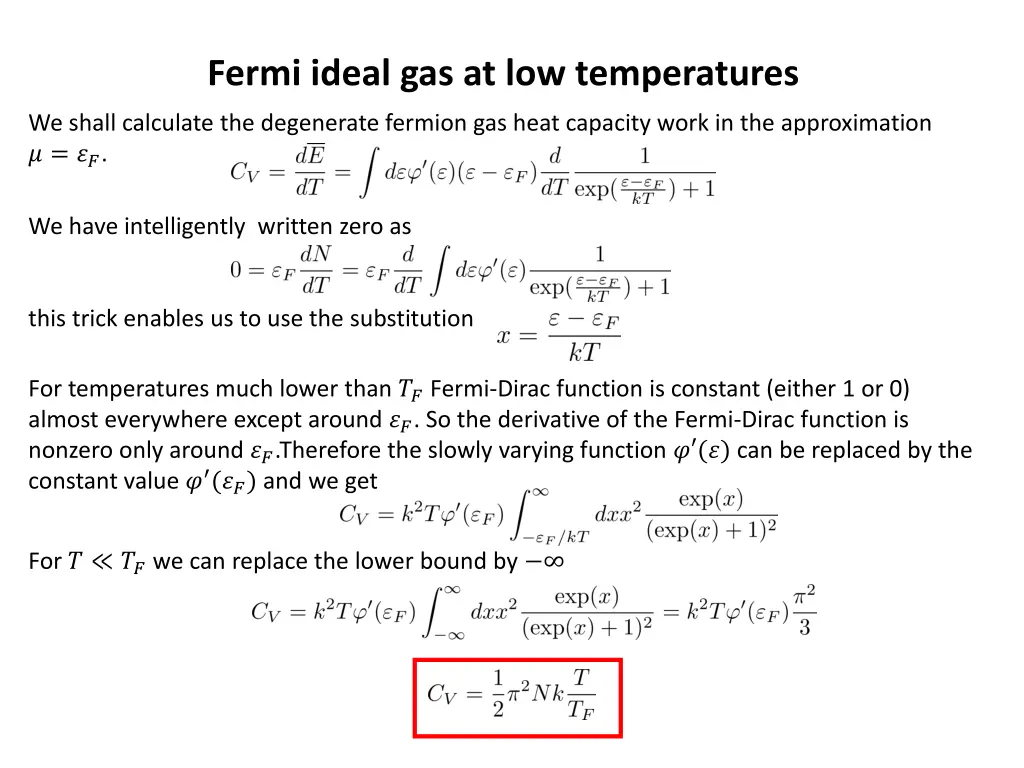 fermi ideal gas at low temperatures 2