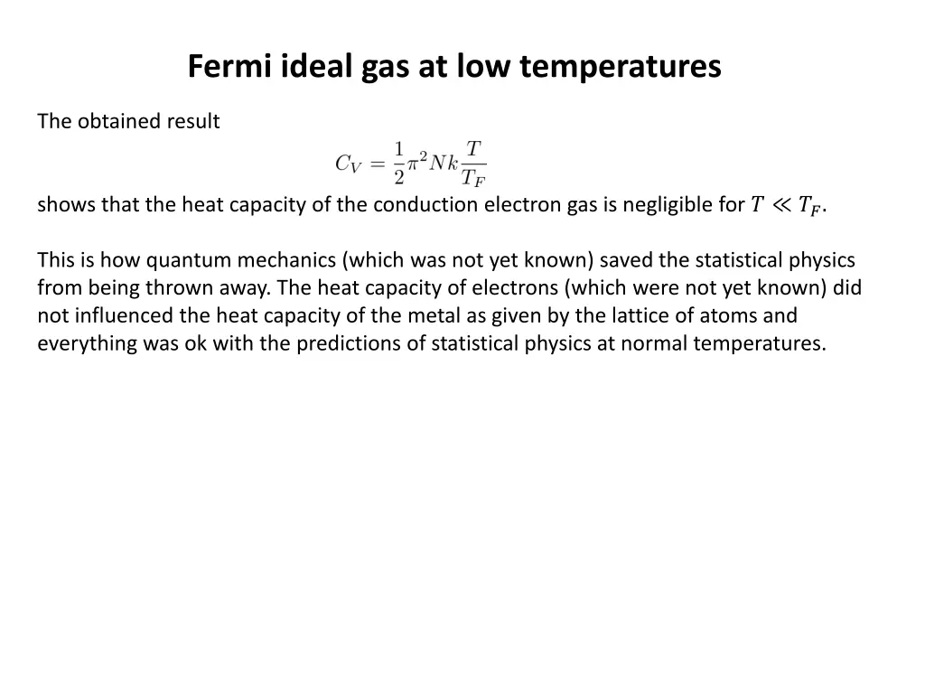 fermi ideal gas at low temperatures 3