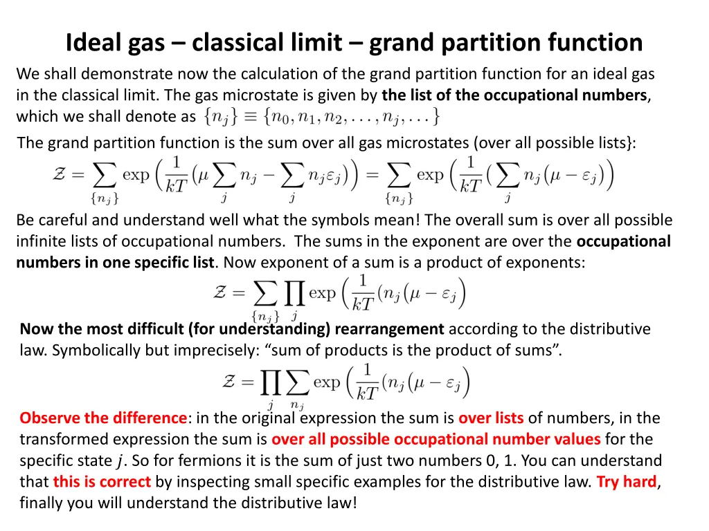ideal gas classical limit grand partition