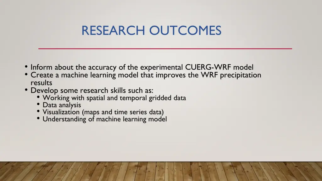 research outcomes