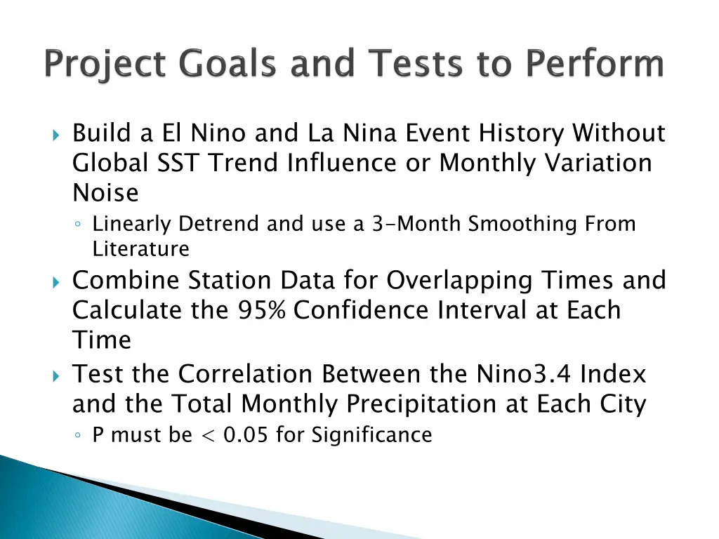 build a el nino and la nina event history without