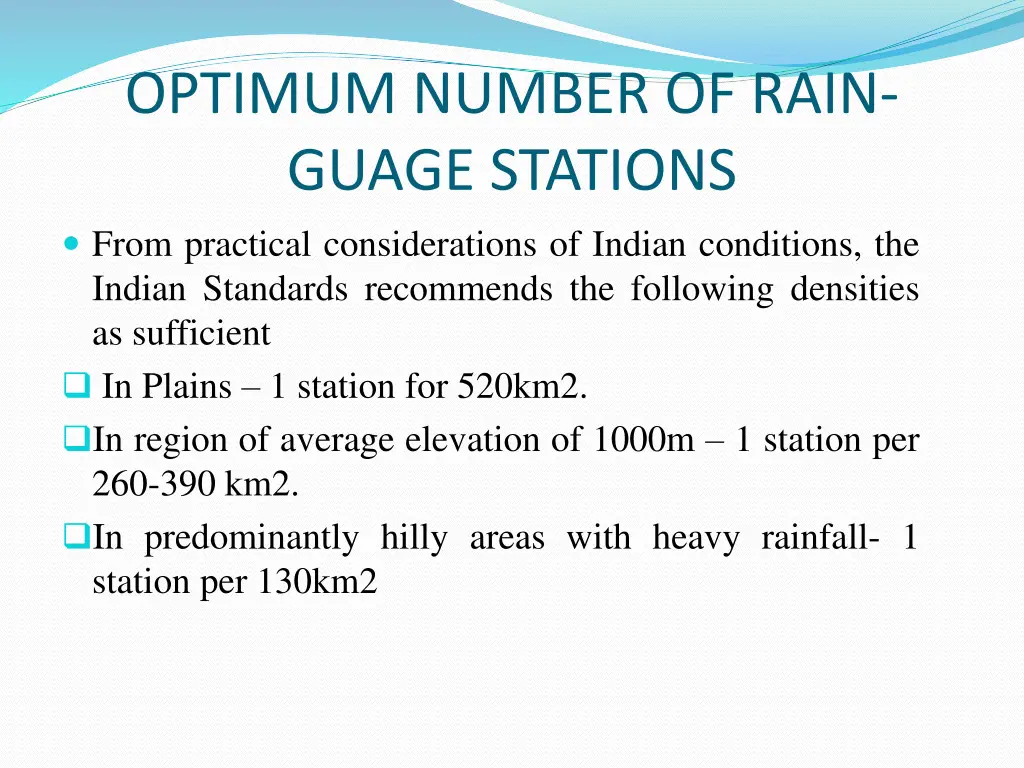 optimum number of rain guage stations from