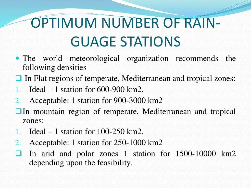 optimum number of rain guage stations the world