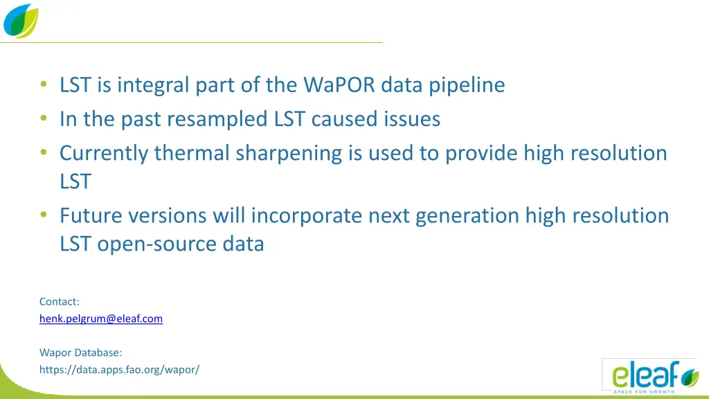 lst is integral part of the wapor data pipeline