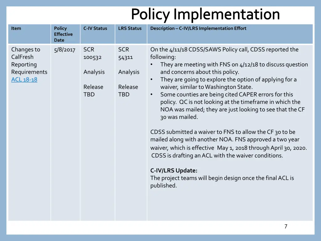 policy implementation 5