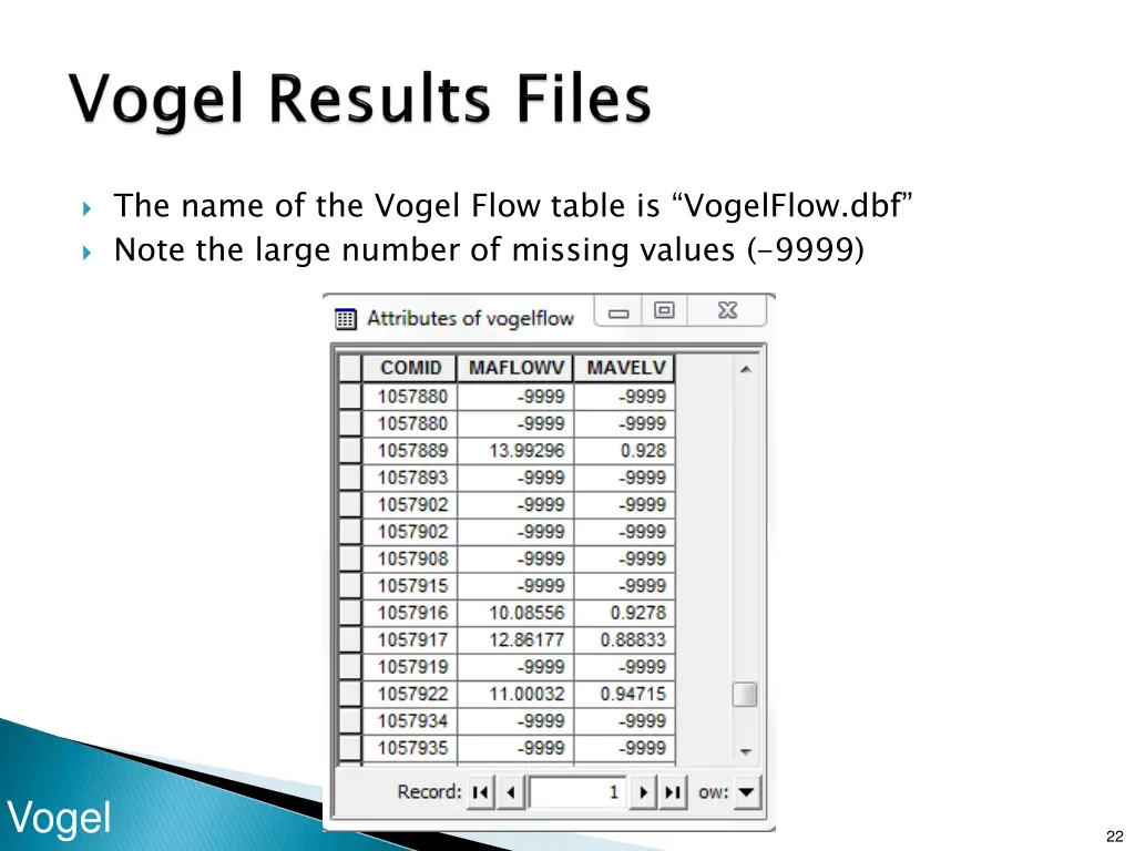 the name of the vogel flow table is vogelflow