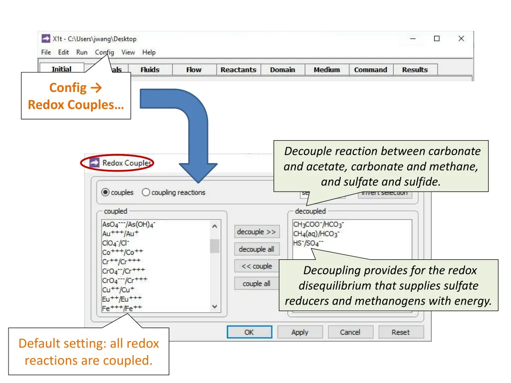 config redox couples