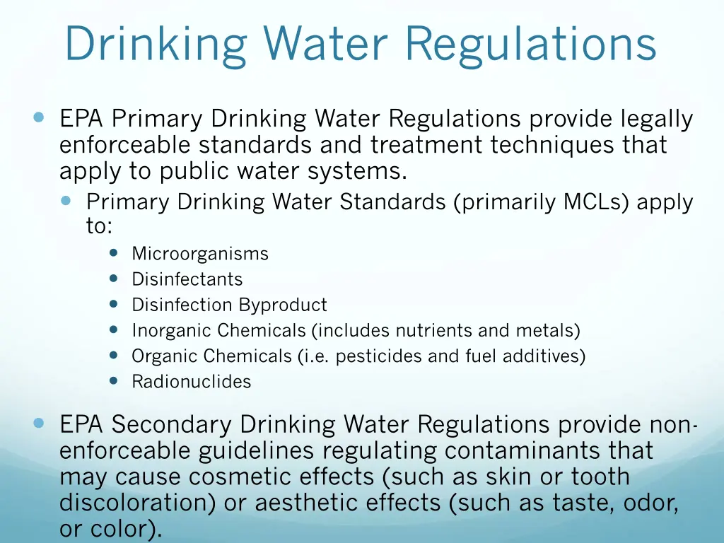 drinking water regulations 1