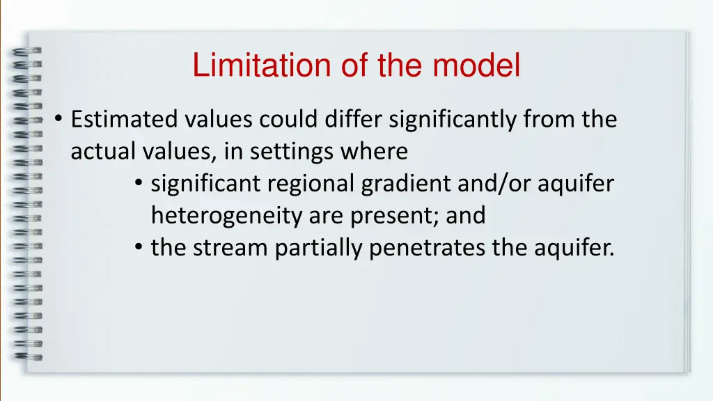 limitation of the model