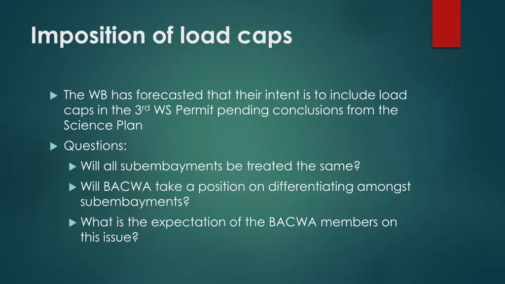 imposition of load caps