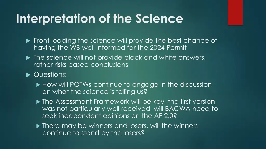 interpretation of the science