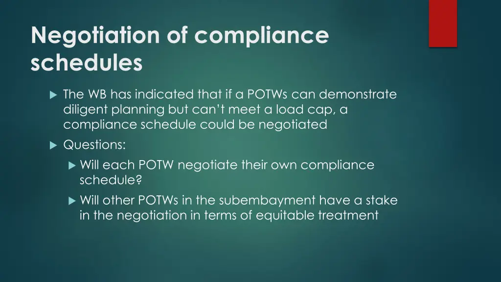 negotiation of compliance schedules