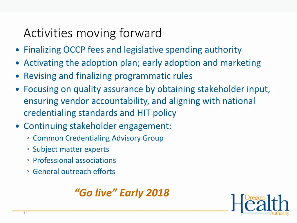 activities moving forward
