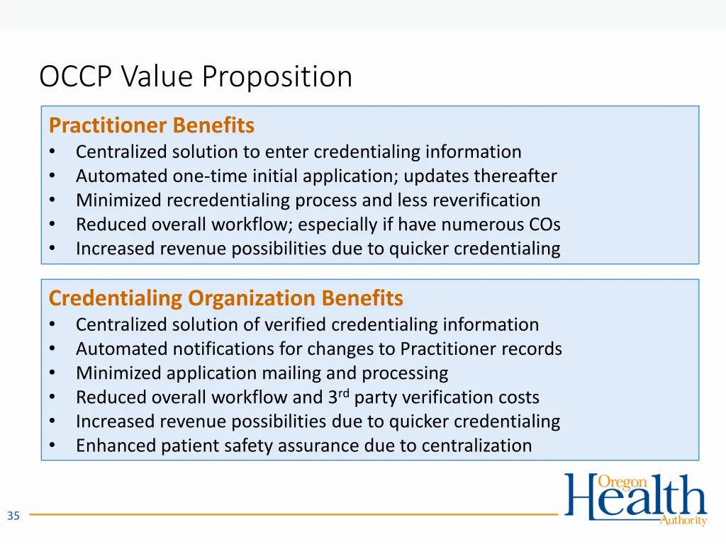 occp value proposition