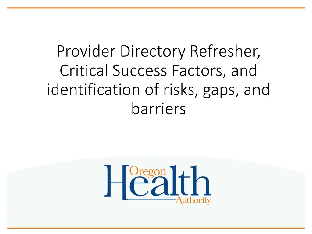 provider directory refresher critical success