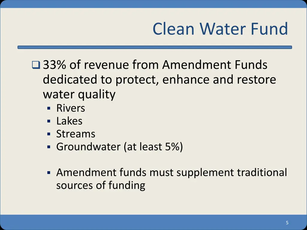 clean water fund 1