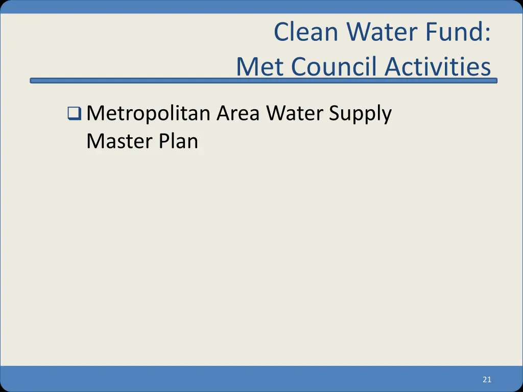 clean water fund met council activities