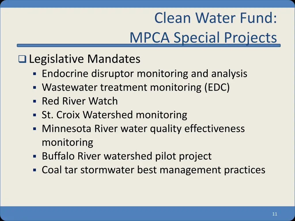 clean water fund mpca special projects
