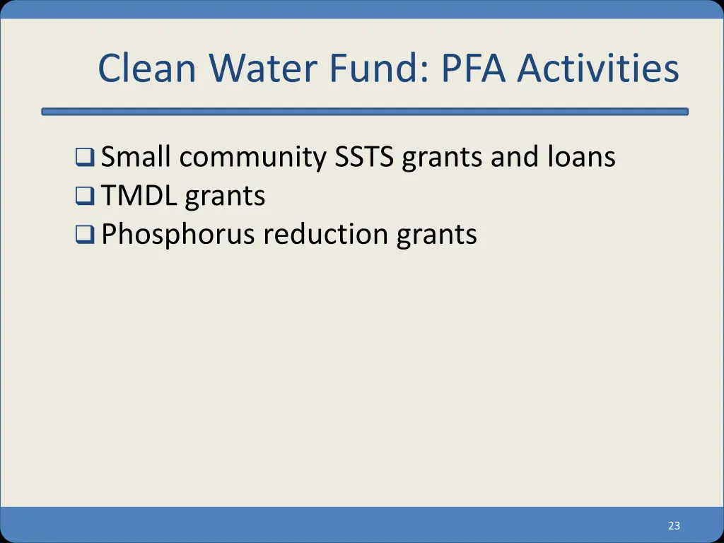 clean water fund pfa activities