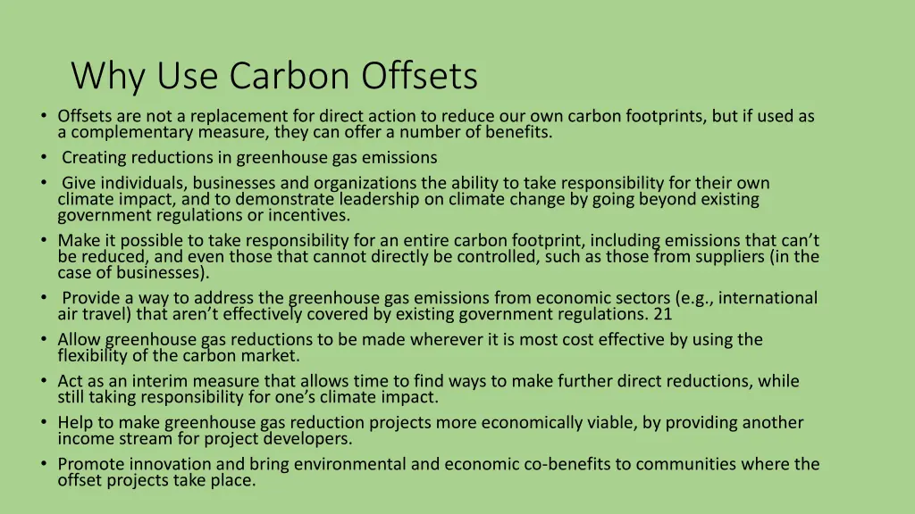why use carbon offsets offsets