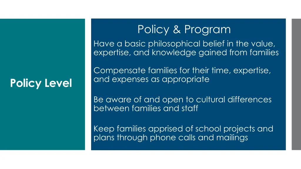 policy program have a basic philosophical belief