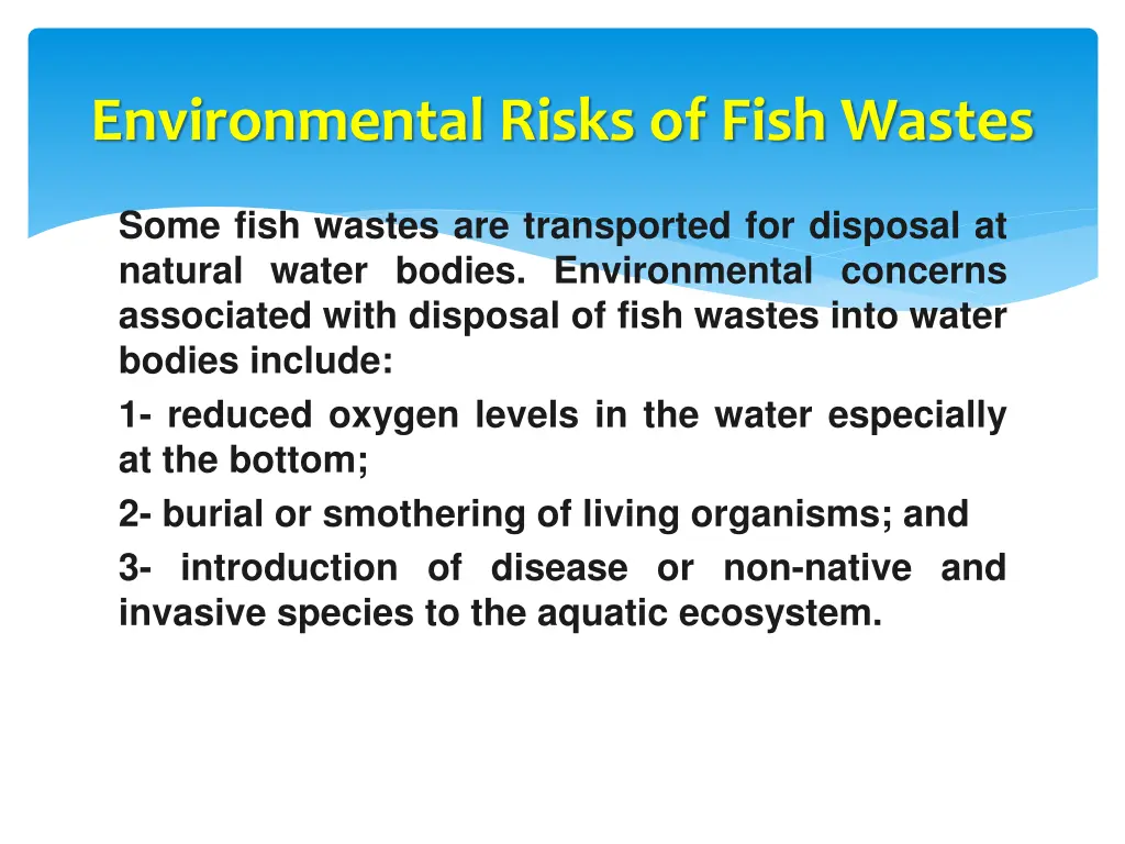 environmental risks of fish wastes