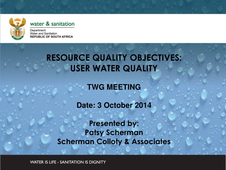 resource quality objectives user water quality
