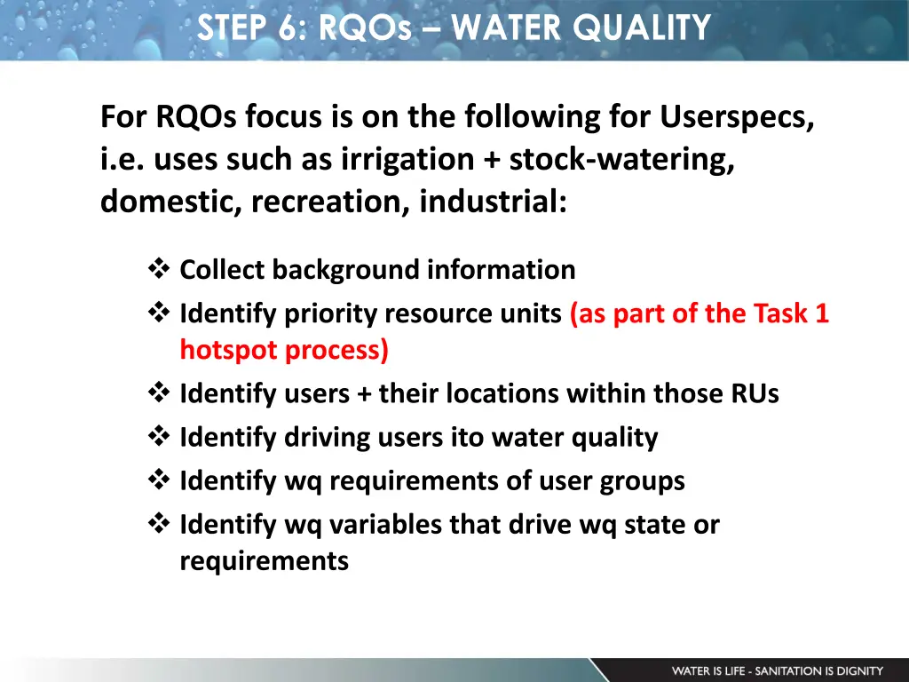 step 6 rqos water quality