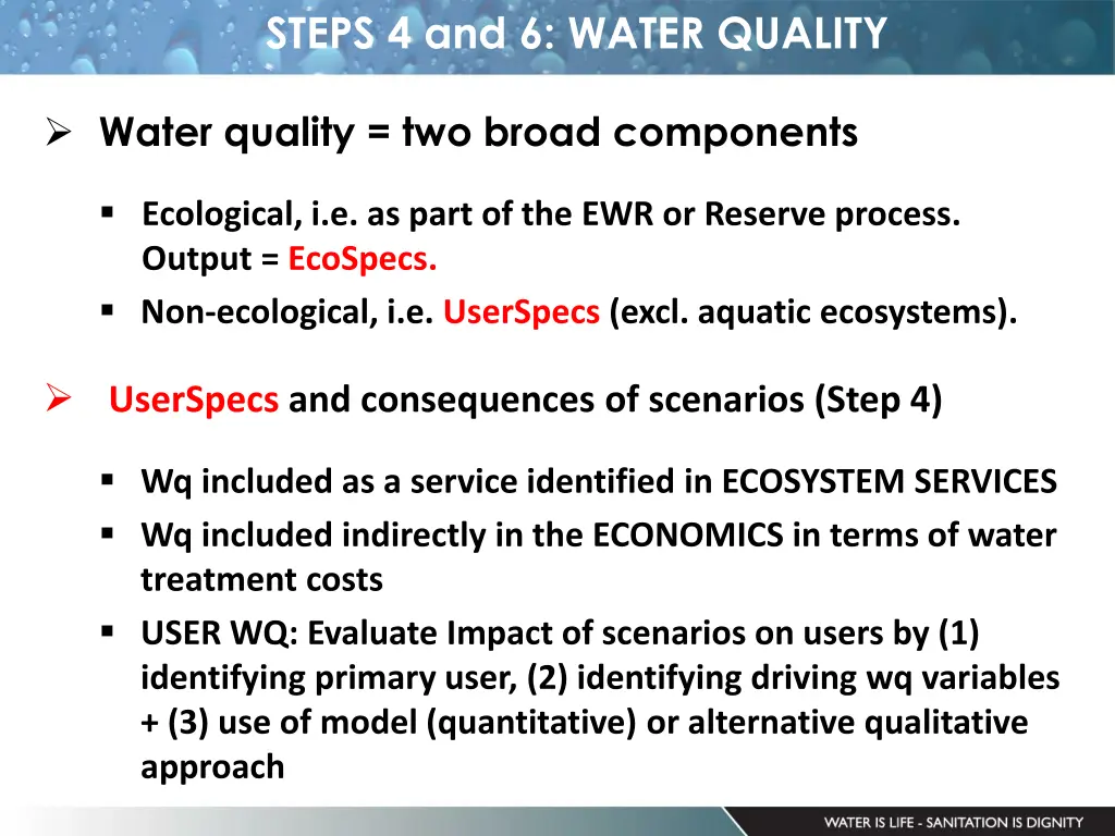 steps 4 and 6 water quality