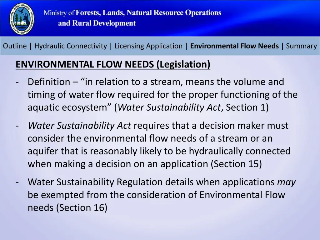 outline hydraulic connectivity licensing 7