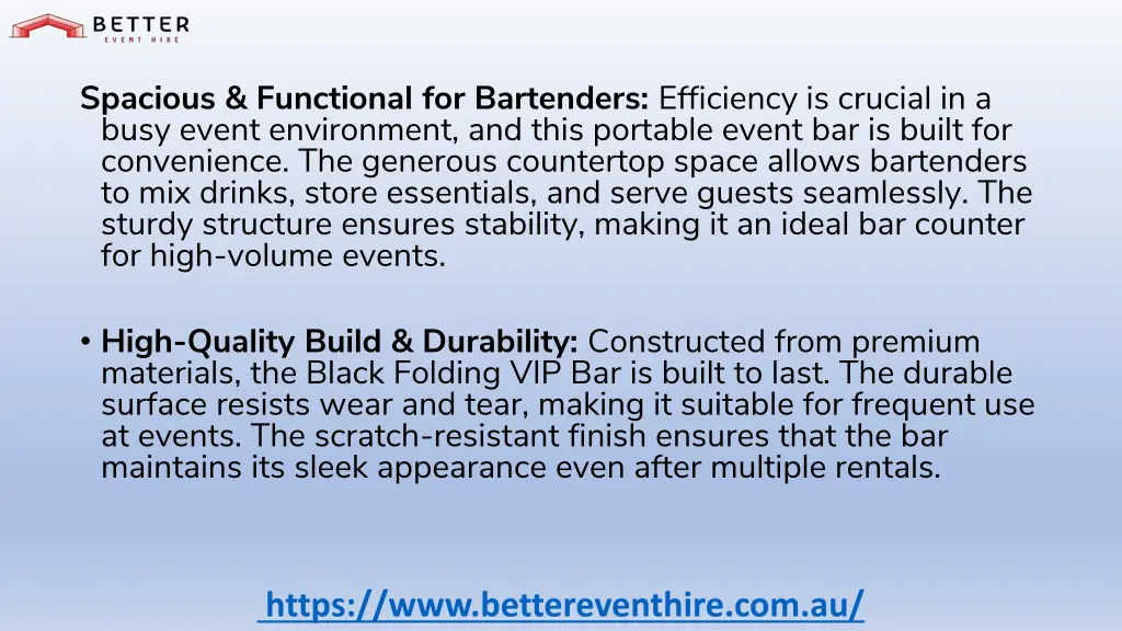 spacious functional for bartenders efficiency