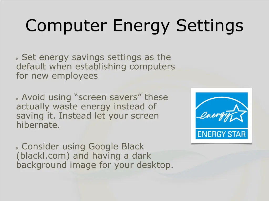 computer energy settings
