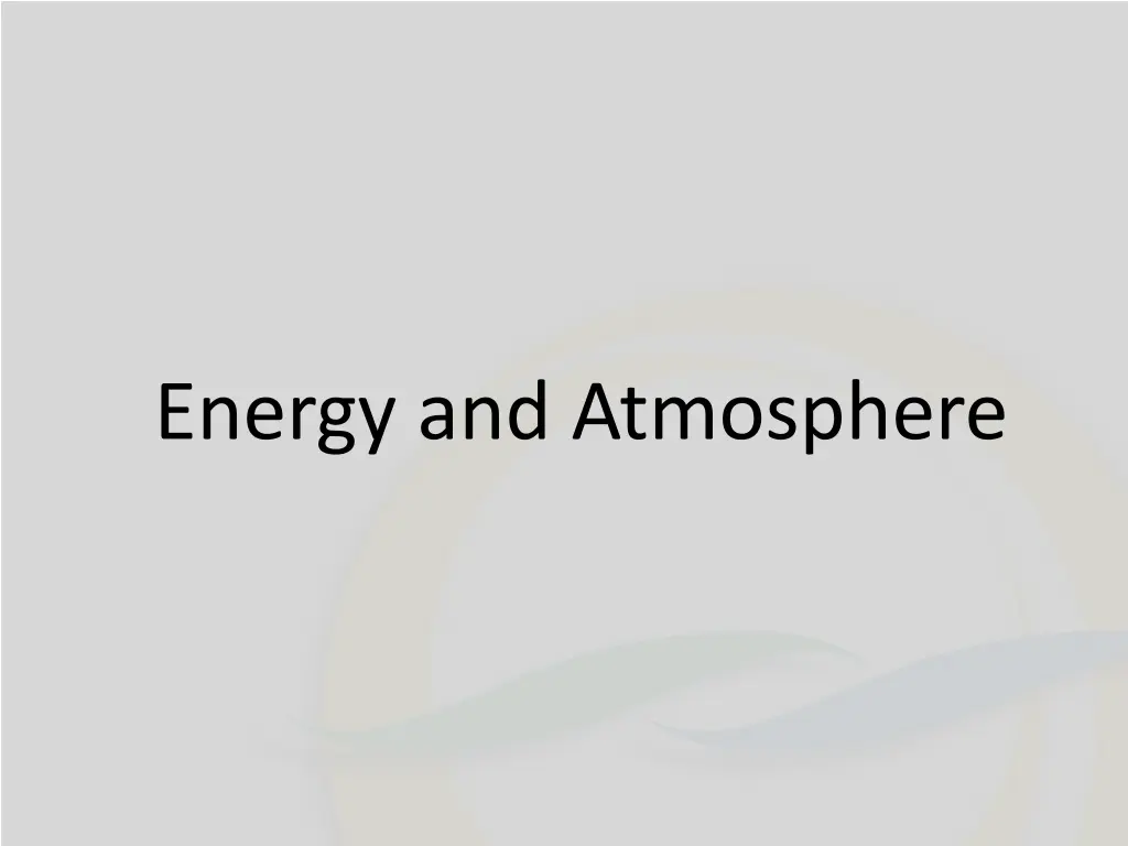 energy and atmosphere