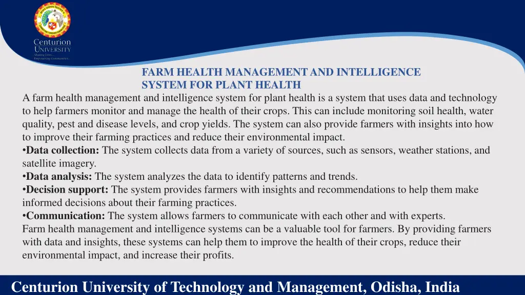 farm health management and intelligence system