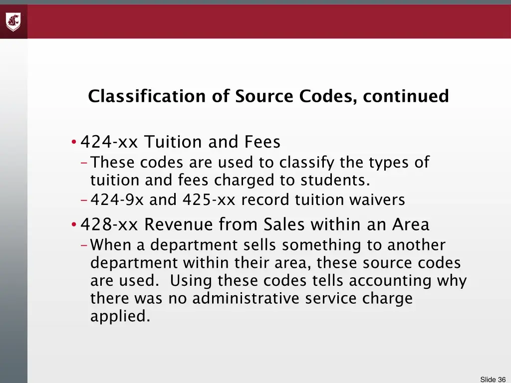 classification of source codes continued