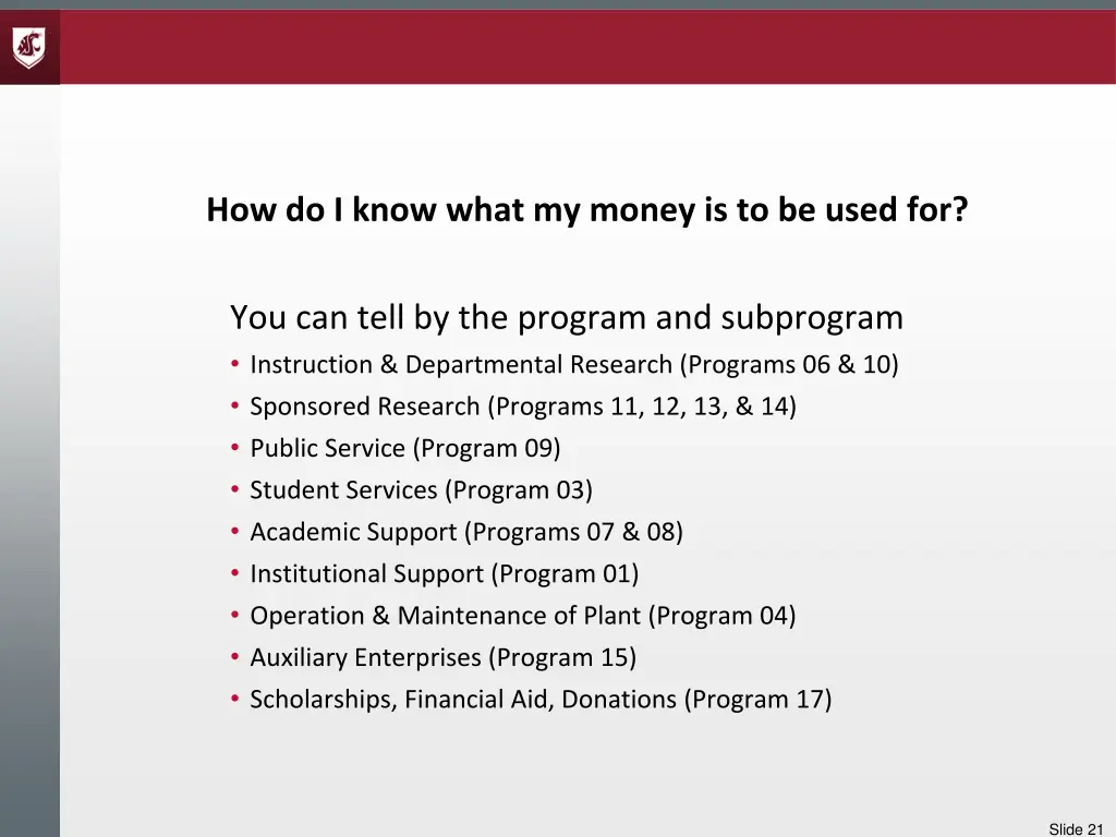 how do i know what my money is to be used for